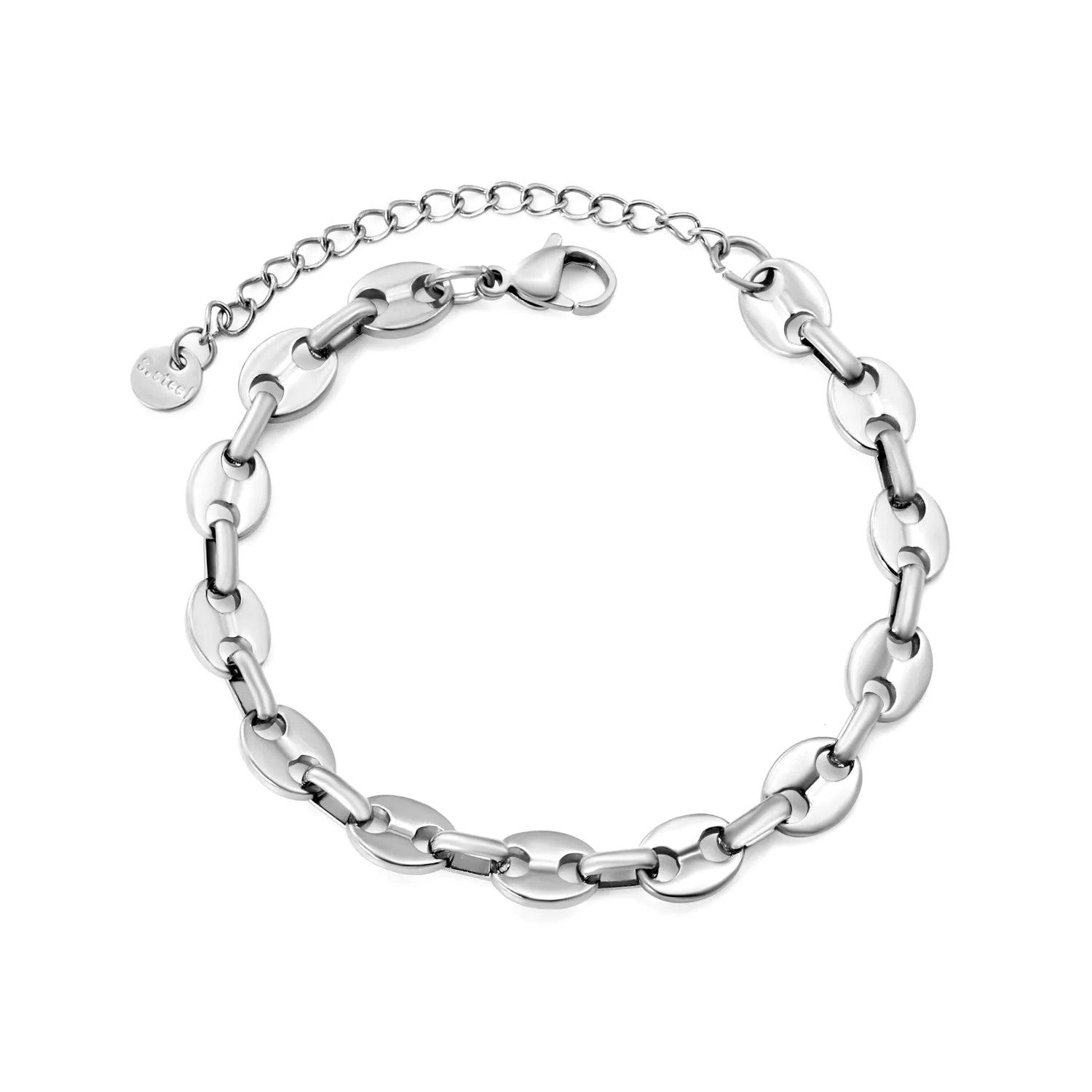 9.3*7.4mm series pig-nose chain 18+5cm+6mm round tail brand bracelet in steel color and gold color asonjewelry